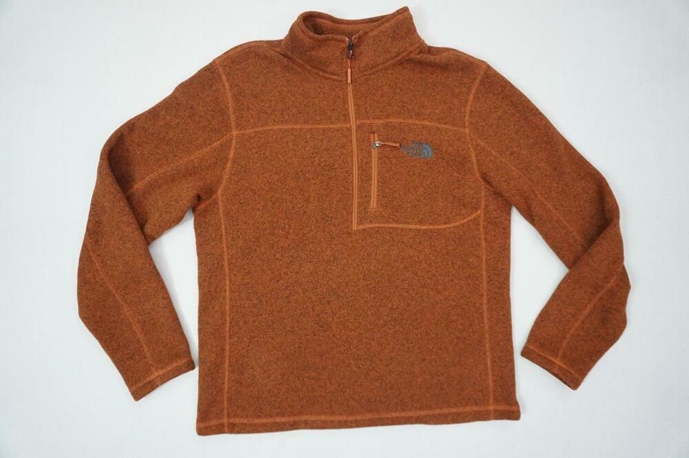 THE NORTH FACE MEN L RUST BROWN 1/4 ZIP/LONG SLEEVE PULLOVER FLEECE JACKET/LAYER
